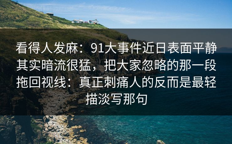 看得人发麻：91大事件近日表面平静其实暗流很猛，把大家忽略的那一段拖回视线：真正刺痛人的反而是最轻描淡写那句