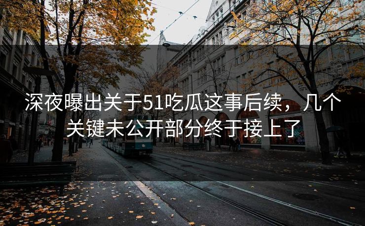 深夜曝出关于51吃瓜这事后续，几个关键未公开部分终于接上了